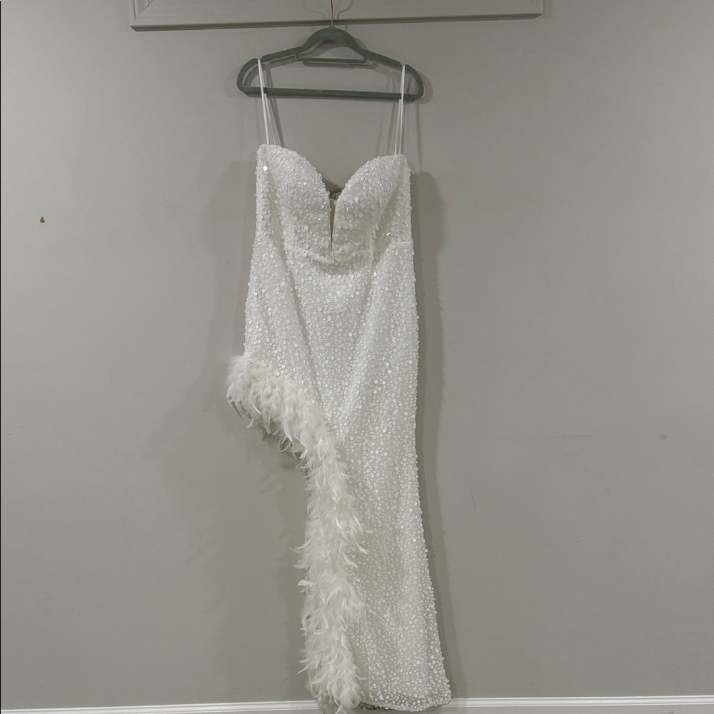 Fashion Nova White Dress with Beaded Accents